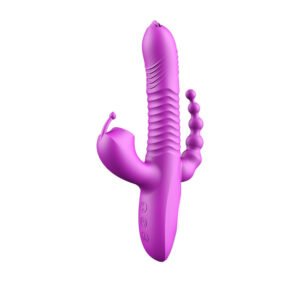 Purple Silicone Sucking Anal Stick Vibrator